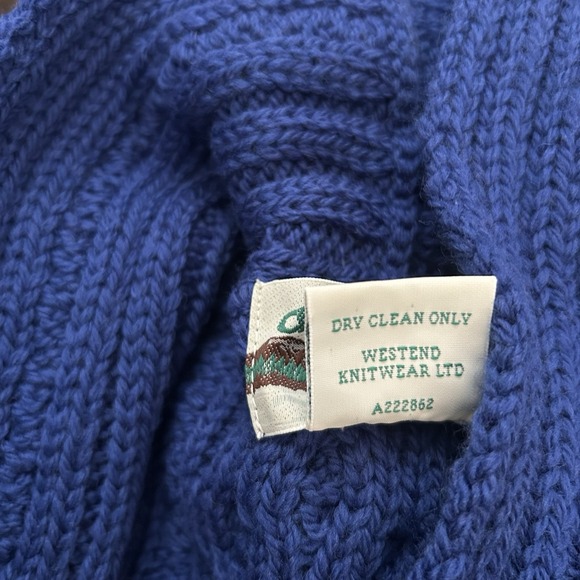 Aran Crafts Sweater Womens Medium Irish Cable Knit Button Front Cardigan Blue - Picture 6 of 12